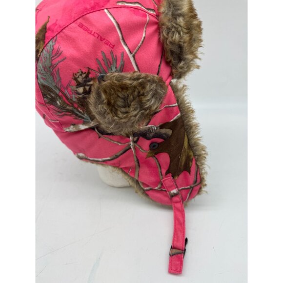 Hot Shot Realtree Women Insulated Trapper w/ Faux Fur One Size Pink Camo Outdoor - Picture 9 of 11